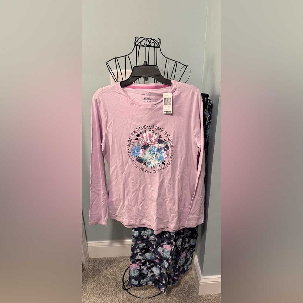 New Vera Bradley Chrysanthemum Crush Pajama Set Small S โMums the wordโ Women